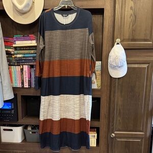 BloomChic Long Sleeve Color Block Dress - Navy, Brown, Cream